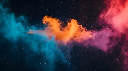 Fototapete - Stunning and dynamic abstract image depicting a vibrant colorful cosmic explosion with swirling smoke bright sparks and bursts of energy against a dark background