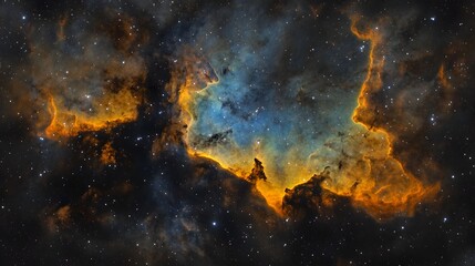 Poster - Stunning abstract digital of a cosmic explosion with a vivid fiery nebula formation in a dramatic mysterious galactic universe filled with stars and cosmic energy