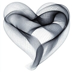 Wall Mural - Minimalist Heart Design Connected by Gentle Waves of Lines