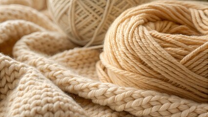 Poster - A ball of yarn is sitting on a knitted sweater