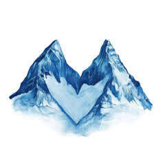 Wall Mural - Two Majestic Mountains with Heart-Shaped Snow Cap Design