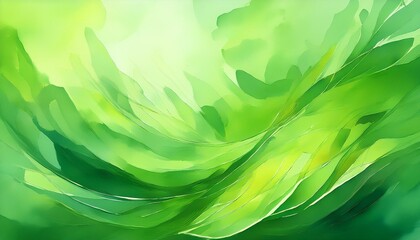 Wall Mural - fresh green abstract background with watercolor inspired textures for a spring or summer theme