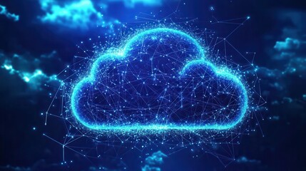 Line, internet and big data connection for cloud storage, artificial intelligence and coding. Blue, matrix and network connectivity for ai algorithm, quantum computing and programming background