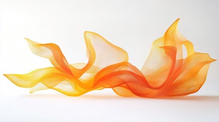 Wall Mural - Abstract orange and yellow flowing fabric on white background.