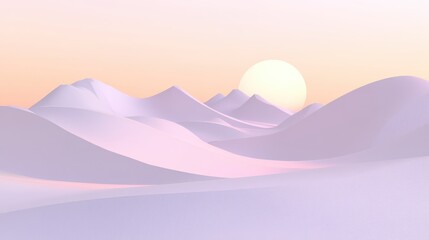 Wall Mural - soft pink and lavender gradient sky with surreal mountain peaks