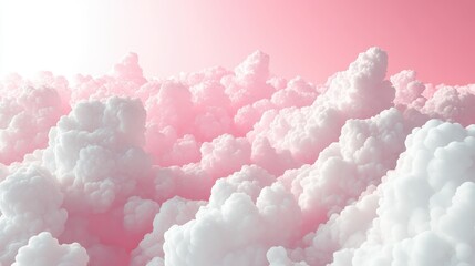 Wall Mural - soft pink and white clouds with a dreamy sky gradient