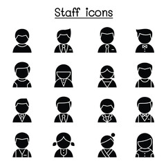 Wall Mural - Staff icon set in thin line style