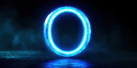 Wall Mural - blue circle with a white outline