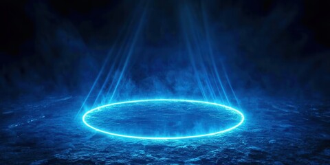 Wall Mural - blue circle with a blue light shining on it