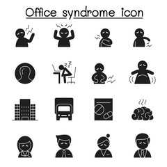 Sticker - Office syndrome icon set in thin line style