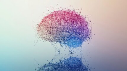 Leinwandbilder - Abstract brain structure formed by interconnected nodes and lines, representing neural network or AI.