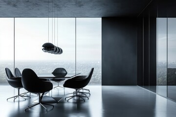 Fototapete - Modern conference room with sleek design and natural light in an urban office space