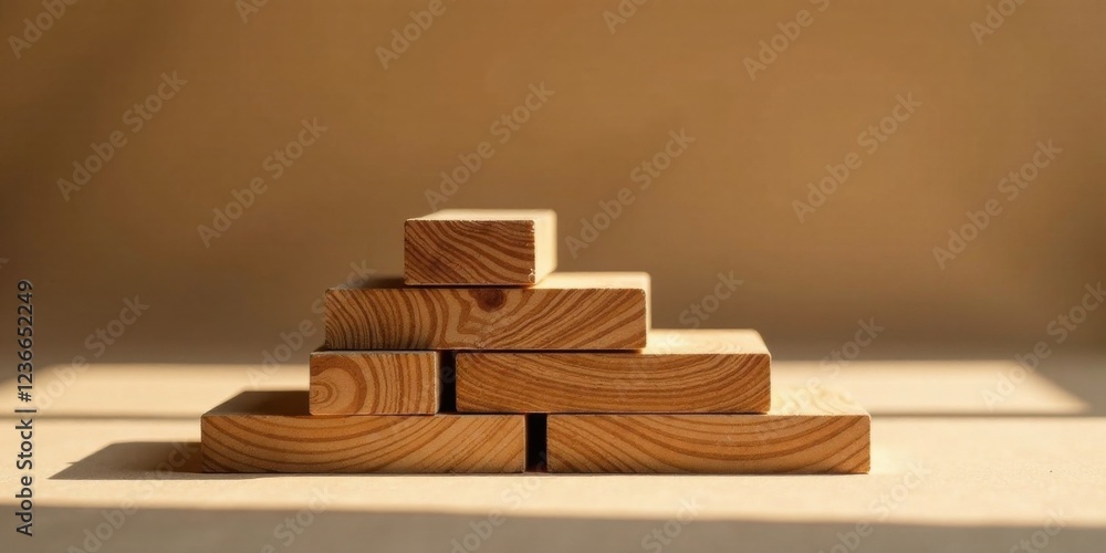 Illuminated Wooden Blocks Arranged in Ascending Order Forming a Step ...