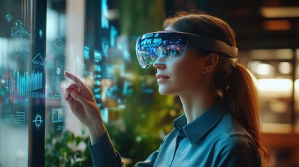 Fototapete - Cybernetic figures interact within a futuristic digital environment showcasing vibrant neon lights and advanced technology