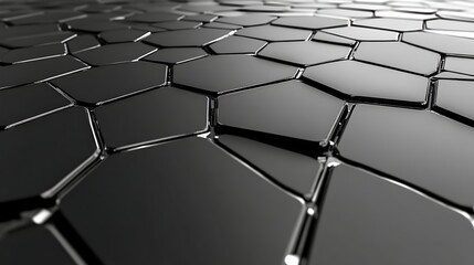 Abstract Black Hexagonal Geometric Pattern Background