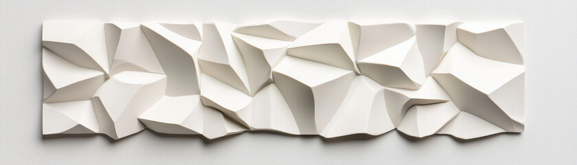 Poster - A textured white wall panel showcasing abstract, sculptural forms with a modern design, adding depth and interest to interior spaces.