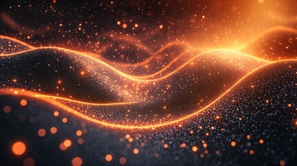 Poster - Abstract glowing particles waves in dark background