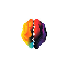 Wall Mural - a stylized image depicts a human brain with colorful abstract hemispheres on a black background.