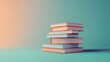 © ma - A stack of books on a blue background, with an orange and teal color palette, a 3D render, and a minimalistic style