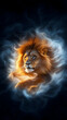 © Nadiyah - Majestic lion portrait, smoky background, wildlife art, ideal for nature documentaries