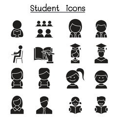 Poster - Student & Education icon set in thin line style