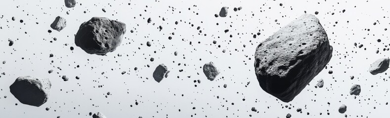 Wall Mural - Asteroid field, space rocks, cosmic debris, background, science fiction