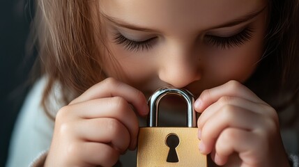 Poster - A child locking their diary with a tiny padlock, symbolizing personal security