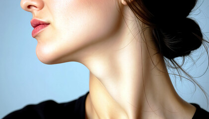 Wall Mural - Profile view of woman neck and jawline smooth skin and elegant features