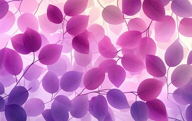 Canvas Print - Soft pink and purple leaves background.