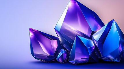 Wall Mural - abstract blue purple geometric crystal shapes design