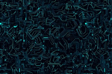 abstract close-up of a glowing blue digital circuit board, showcasing intricate connections and tech