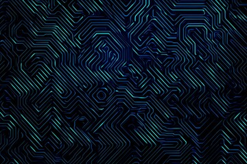abstract close-up of a glowing blue digital circuit board, showcasing intricate connections and tech