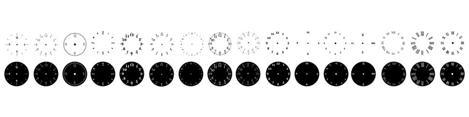 Wall Mural - clock face icon vector set. time illustration sign collection. clock symbol. wall clock logo.