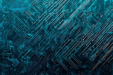 abstract close-up of a glowing blue digital circuit board, showcasing intricate connections and tech