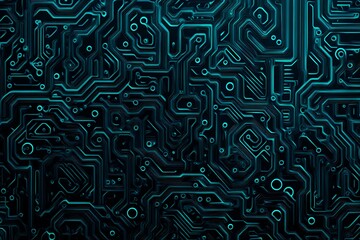 abstract close-up of a glowing blue digital circuit board, showcasing intricate connections and tech