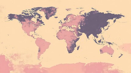  Paper with a world map. World map on a pastel background.