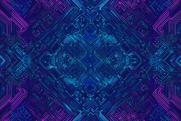 abstract close-up of a glowing blue digital circuit board, showcasing intricate connections and tech