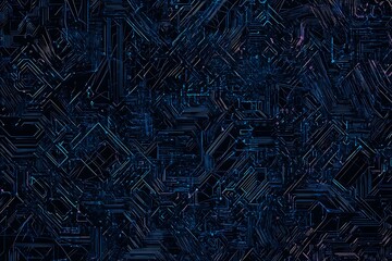 abstract close-up of a glowing blue digital circuit board, showcasing intricate connections and tech