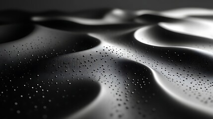 Wall Mural - Abstract Black Surface with Undulating Texture and Dots