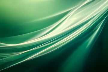 Wall Mural - Green abstract waves, digital art, background design