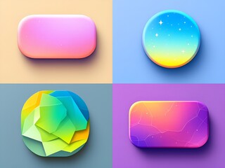 set of colorful glossy web buttons