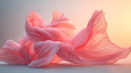 Wall Mural - Pink fabric swirls in gentle motion creating abstract art