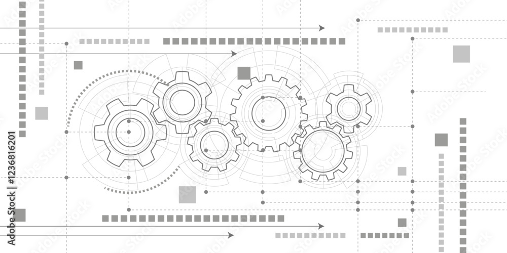 Gears. Technical drawing of gear .Engineering industry. Technology ...