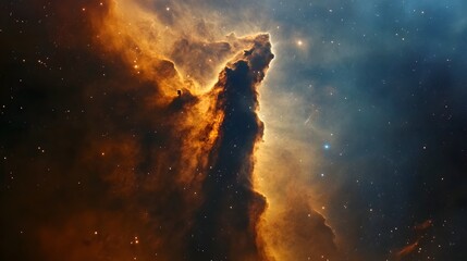 Aufkleber - A majestic and image of a cosmic cloud nebula with vibrant fiery hues and swirling turbulent energy in the depths of the mysterious and captivating universe