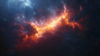 Poster - A breathtaking image showcasing a massive fiery cosmic explosion erupting within the depths of the captivating awe inspiring universe  Vibrant flames and blazing energy radiate outwards