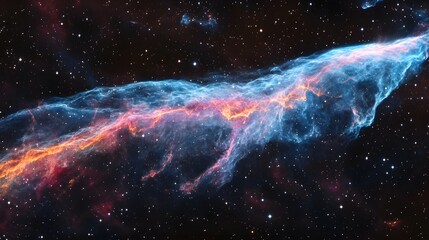 Aufkleber - Breathtaking Cosmic Inferno Vibrant Nebula Ablaze with Celestial Energy  Mesmerizing cosmic landscape featuring a dynamic