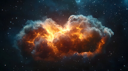 Aufkleber - Breathtaking image of a dramatic cosmic explosion unfolding within a vibrant fiery stellar nebula in the depths of the vast awe inspiring universe