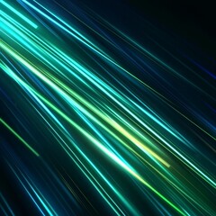 Wall Mural - Abstract teal light streaks, dark background, motion blur, digital art, website banner