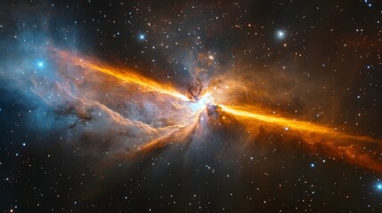 Aufkleber - Breathtaking image of a powerful cosmic explosion within a vibrant and dynamic interstellar nebula showcasing the beauty and mystery of the universe