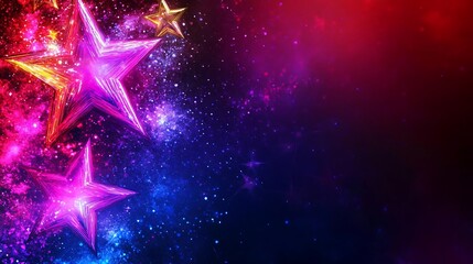 Wall Mural - glowing neon stars cosmic background design